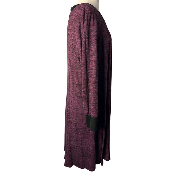 Avenue Dress Women 22/24 Black Purple Long Sleeve Round Neck Stretch Sheath Midi - Picture 14 of 16